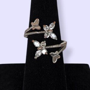 (2/$20) White Stone Butterfly Overlap Ring